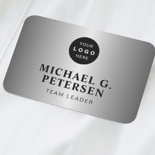 Company logo professional employee faux silver name tag