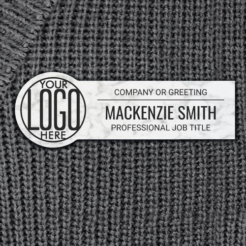 Company Logo Professional Employee ID Faux Marble Name Tag
