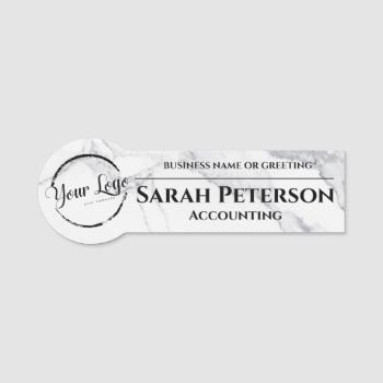 Company Logo Professional Employee Id Marble  Name Tag by TheSillyHippy at Zazzle