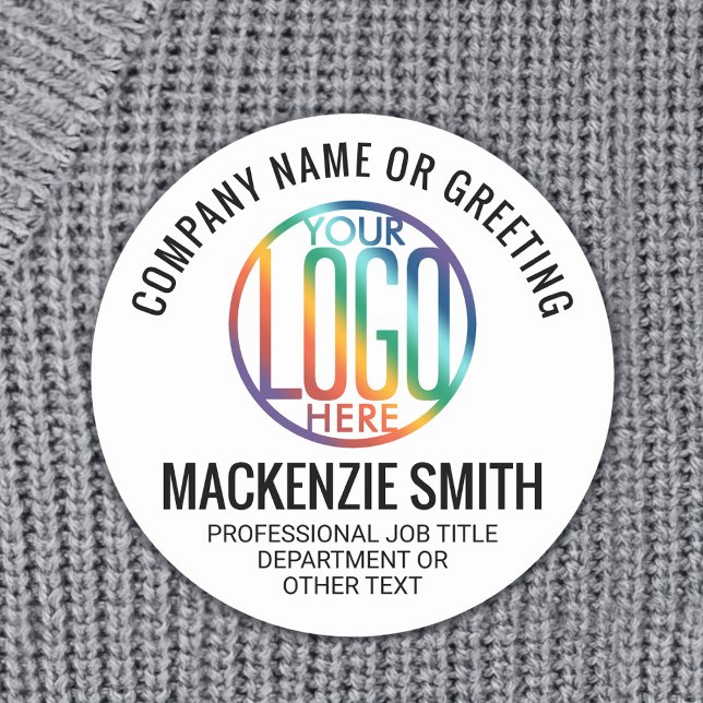 Company Logo Professional Employee White Round Name Tag (Creator Uploaded)