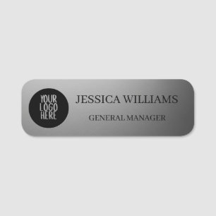 Company Logo Professional Faux Silver Name Tag