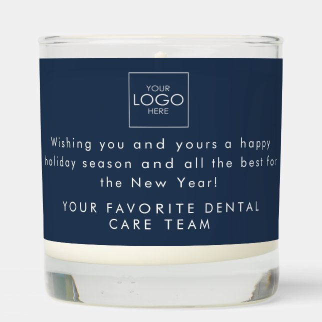 Company Logo Professional Merry Christmas Script Scented Candle (Back)