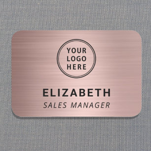 Company Logo Professional Rose Gold Name Tag