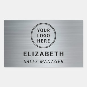 Company Logo Professional Silver Rectangular Sticker