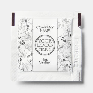 Company logo promotion floral black & white orchid hand sanitizer packet