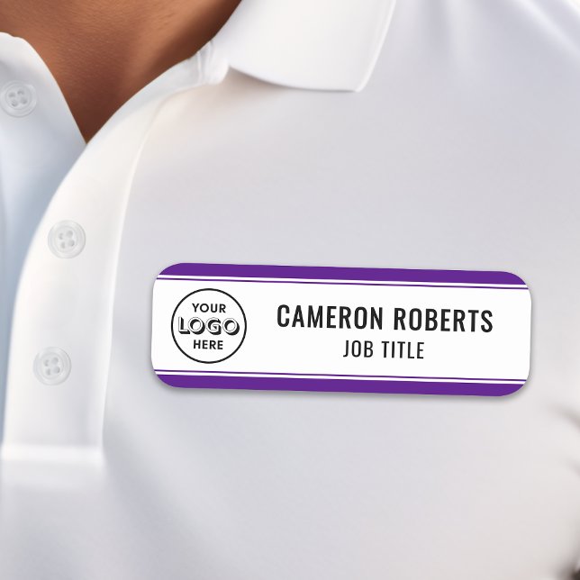 Company Logo Purple Magnetic Employee Name Tag (Creator Uploaded)