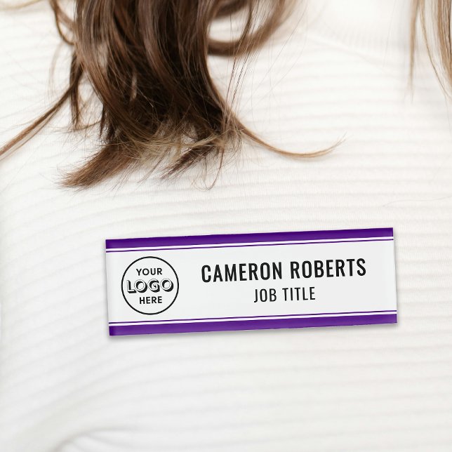 Company Logo Purple Magnetic Employee Name Tag (Creator Uploaded)