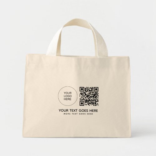 Company Logo QR Code Barcode Double Sided Print Mini Tote Bag