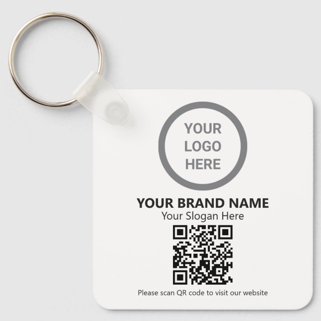 Company Logo QR Code Double Sided Promotional Gift Keychain (Front)