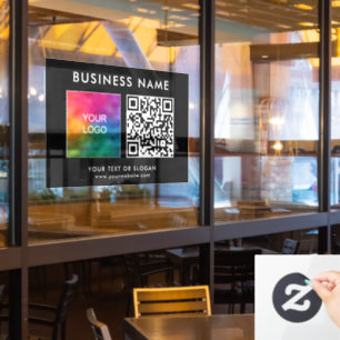 Company Logo QR Code Elegant Modern Personalized Window Cling