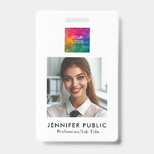 Company Logo QR Code Employee Name And Title Badge
