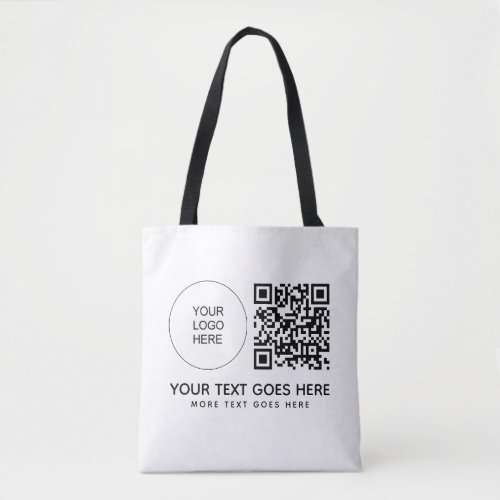 Company Logo QR Code Front Side Print Shoulder Tote Bag