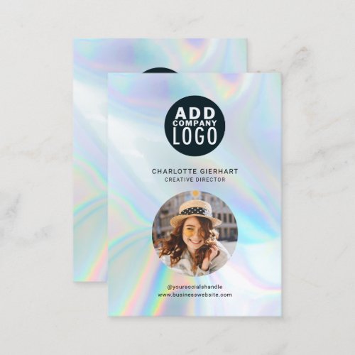 Company Logo QR Code Holographic Employee Photo Business Card