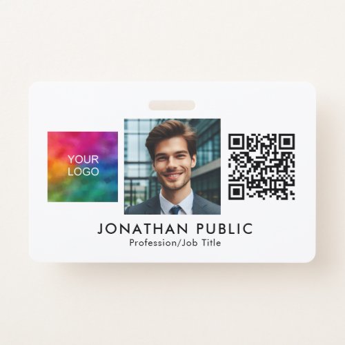 Company Logo QR Code ID Card Employee Photo Badge