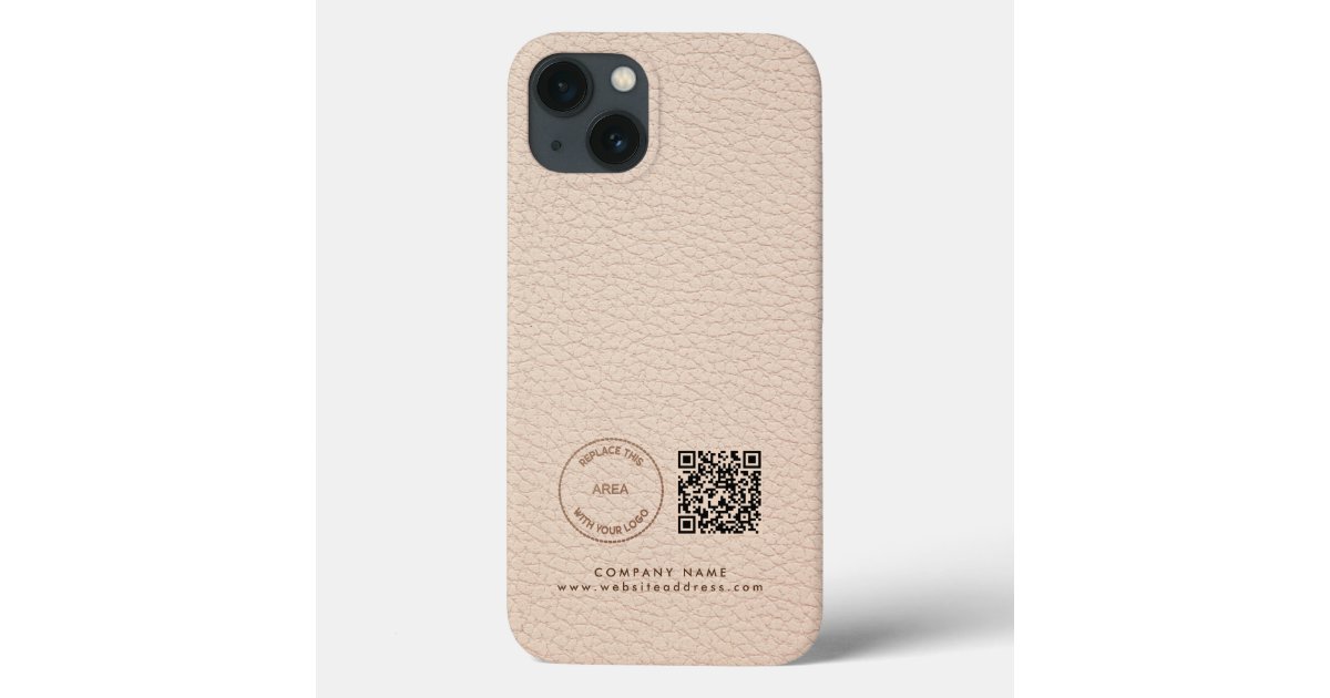 Company Logo QR Code Name Cream Faux Leather Case-Mate iPhone Case | Zazzle