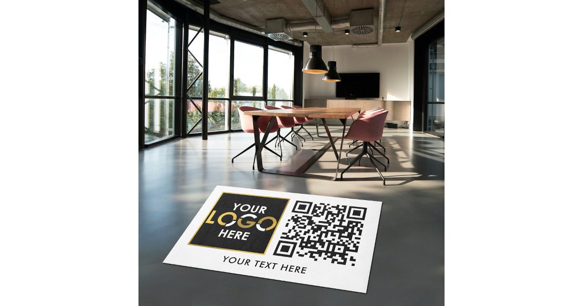 Qr Code Rug Company Logo QR Code Promotional Business Rug | Zazzle