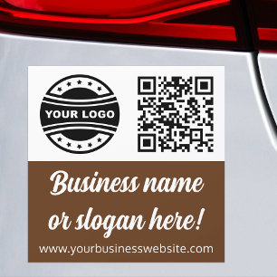 Company Logo QR Code Simple Brown Square Bumper Car Magnet