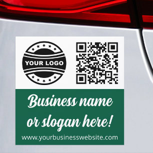 Company Logo QR Code Simple Green Square Bumper Car Magnet