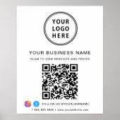 Company Logo QR Code Social Media Poster | Zazzle