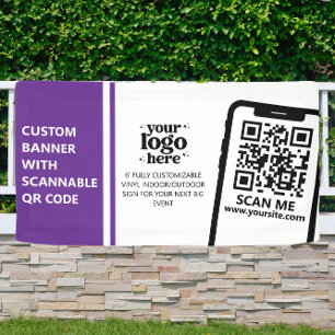 Company Logo QR Code Vinyl Purple Indoor Outdoor Banner