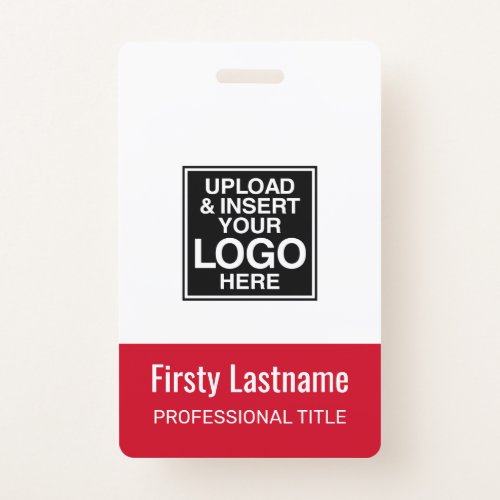 Company Logo _ RED _ Name Title Bar Code Custom ID Badge