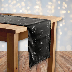 Company Logo Repeat Pattern Black Event Show Short Table Runner