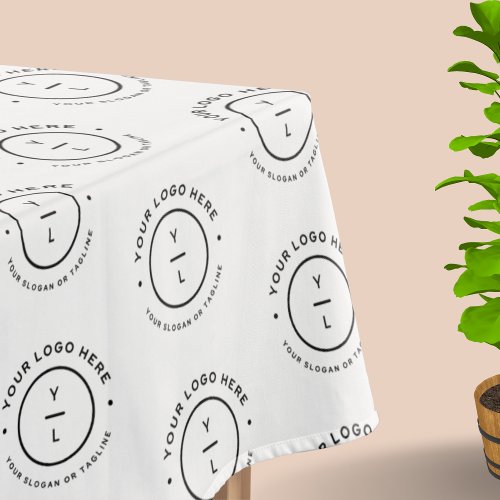Company Logo Repeat Pattern Black White Event Show Tablecloth
