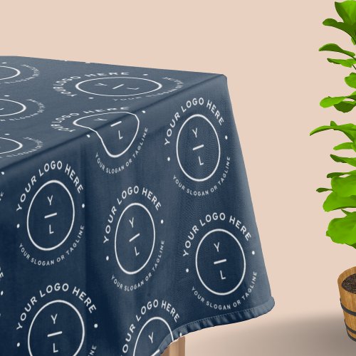 Company Logo Repeat Pattern Navy Blue Event  Tablecloth