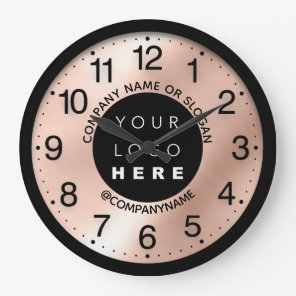 Company Logo Rose Blush Name Slogan  Large Clock