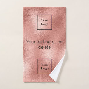 Company logo rose gold black text business hand towel