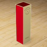 Company Logo Seasons Greeting Gold Red Christmas Wine Box<br><div class="desc">Add an extra special touch to your company Festive wine gift boxes with your business logo and Seasons Greetings. This design has your company logo in the center at the top with your seasons greeting curved above and at the bottom your message. Simply replace the sample image in the placeholder...</div>