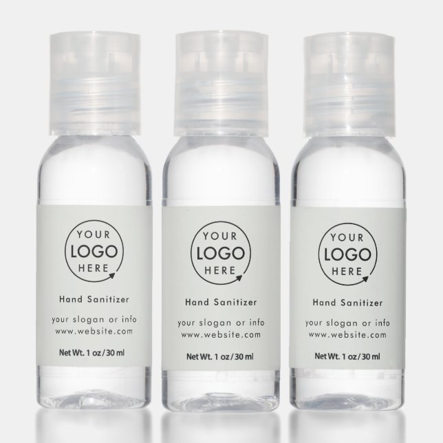 Company Logo | Silver Gray Modern Business Covid Hand Sanitizer (Set)
