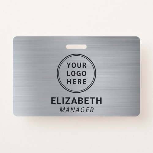 Company Logo Silver Name Badge