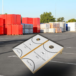 Company Logo Silver Perforated Carbon Pattern Cornhole Set