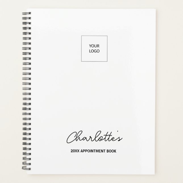 Company Logo Simple White Elegant Appointment Book Planner (Front)