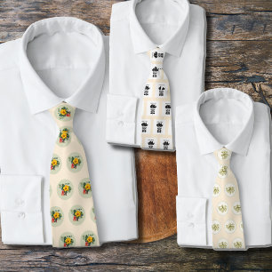 Company Logo Small Pattern Ecru Neck Tie