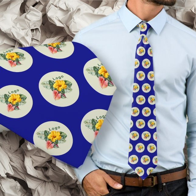 Company Logo Small Pattern Navy Blue Neck Tie (Creator Uploaded)