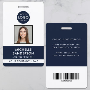 Company Logo Staff Barcode Employee Photo ID Badge