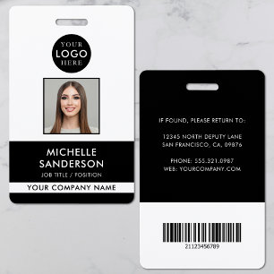Company Logo Staff Barcode Employee Photo ID Badge