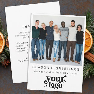 Company Logo Team Photo Stylish Business Christmas Holiday Card