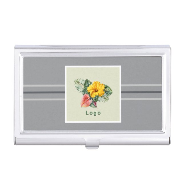 Company Logo Template Gray Business Card Holder (Front)