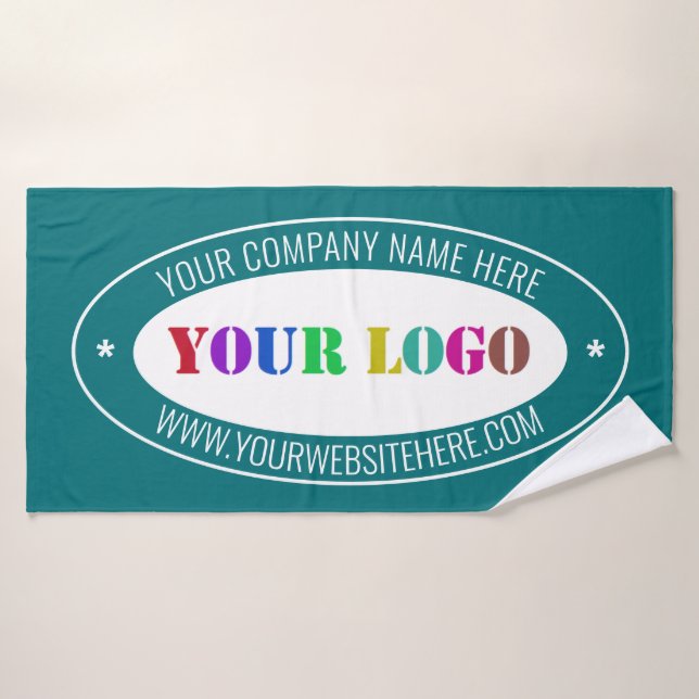 Company Logo Text Business Bath Towels Example (Bath Towel)