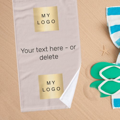 Company logo text business beige hand towel 