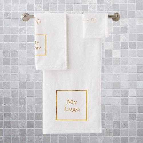 Company logo text business brand color bath towel set