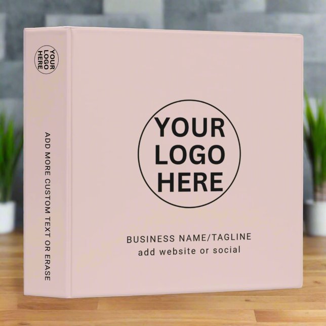 Company Logo & Text l Professional Blush Pink  3 Ring Binder (Creator Uploaded)