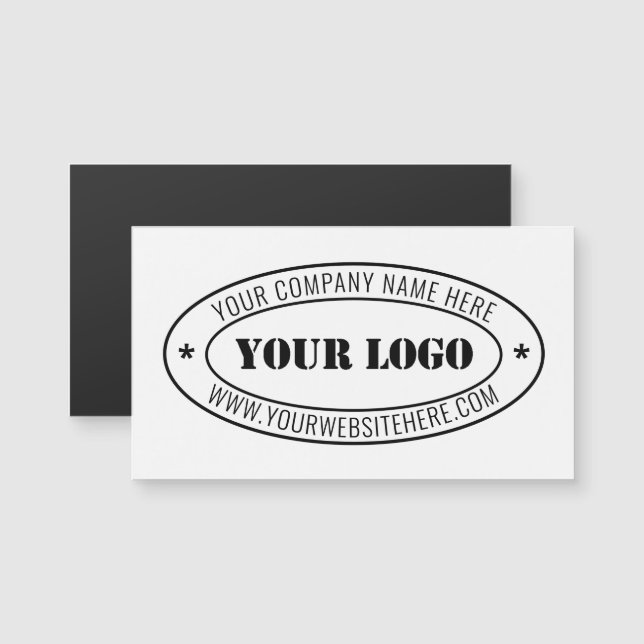 Company Logo Text Magnetic Business Card Template (Front/Back)