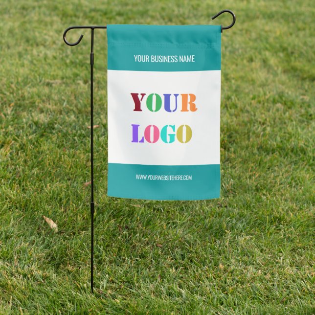 Company Logo Text Promotional Garden Flag Template (In SItu)