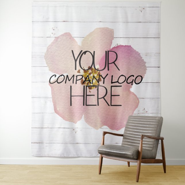 Company Logo Trade Show Backdrop White Wood (In Situ)