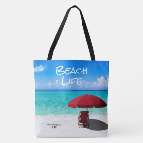 Company Logo Tropical Beach Client Gift Beach Tote Bag