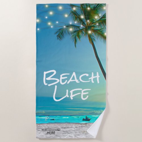 Company Logo Tropical Beach Life Palms Client Gift Beach Towel